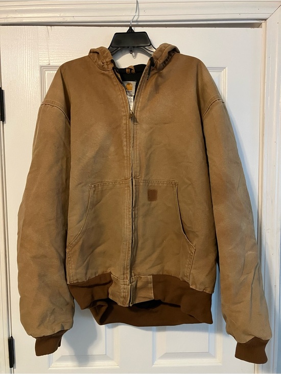Carhartt Other - Vtg Carhartt Jacket Mens XL Brown Distressed Canvas Full Zip J160 BRN *Read Desc